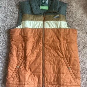 L.L. Bean Green Puffer with Orange Zipper